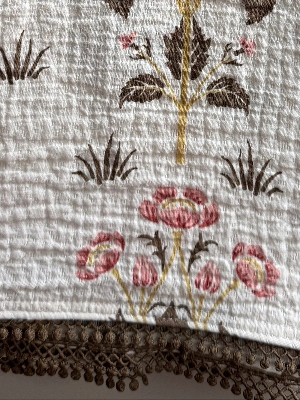 Morris & Co. NWT Meadow Sweet  Floral Shower Curtain Cream & Brown 72